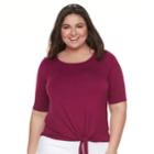 Plus Size Dana Buchman Tie-front Top, Women's, Size: 3xl, Dark Pink