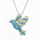 Artistique Sterling Silver Hummingbird Pendant - Made With Swarovski Crystals, Women's, Blue