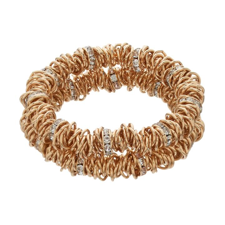 Dana Buchman Interlocked Ring Double Row Stretch Bracelet, Women's, Gold