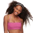Mix And Match Smocked Bandeau Bikini Top, Teens, Size: Small, Pink