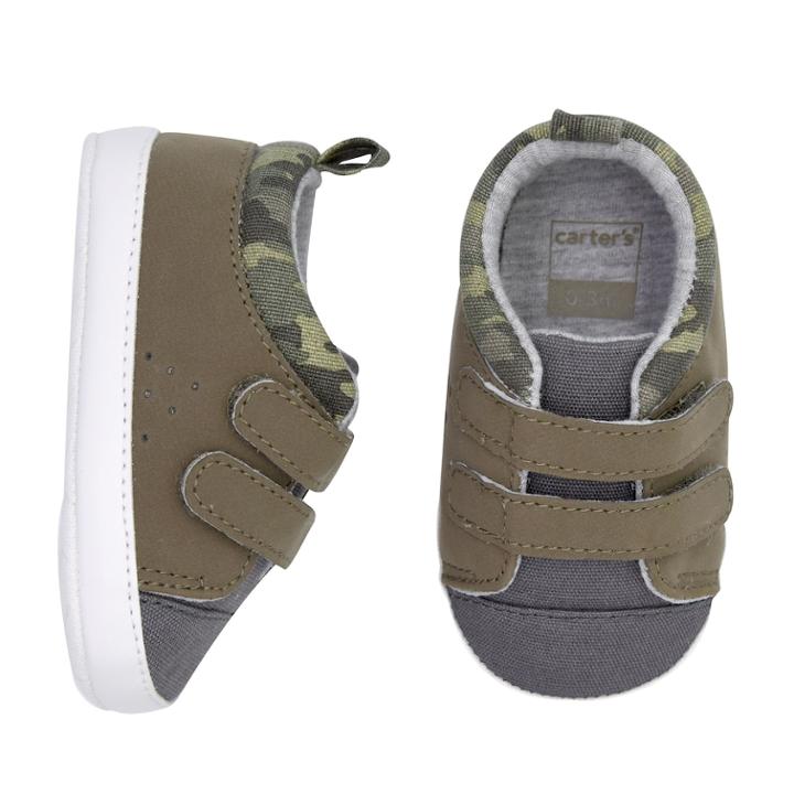Baby Boy Carter's Camo Sneaker Crib Shoes, Size: 6-9 Months, Green
