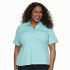 Plus Size Croft & Barrow&reg; 2-pocket Henley Polo, Women's, Size: 3xl, Med Blue
