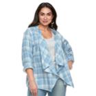 Plus Size Sonoma Goods For Life&trade; Flyaway Shirt Cardigan, Women's, Size: 4xl, Med Blue