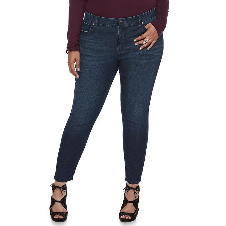 Plus Size Jennifer Lopez Ankle Skinny Jeans, Women's, Size: 20 W, Dark Blue