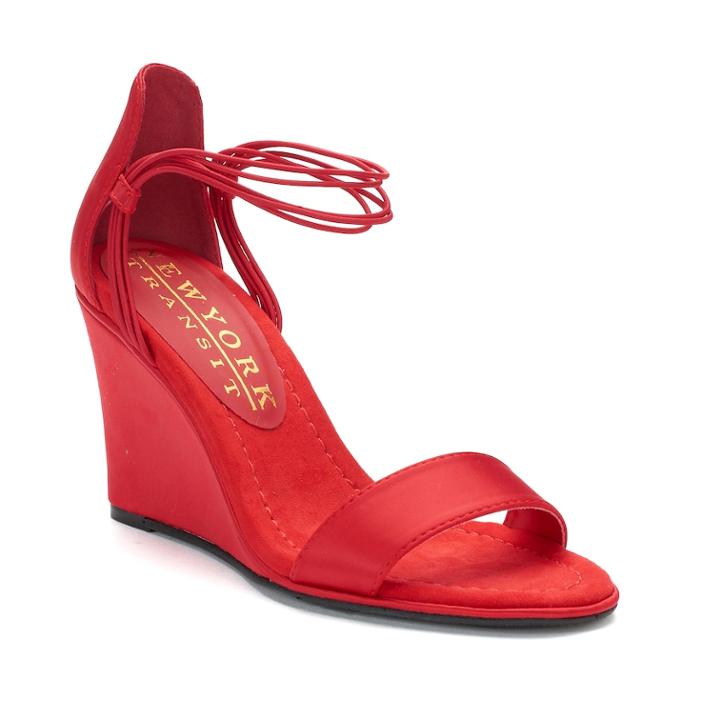 New York Transit Looking Great Women's Wedge Sandals, Size: Medium (7.5), Red
