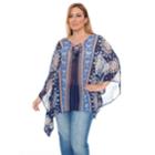 Plus Size White Mark Poncho Tunic, Women's, Size: 1xl, Blue (navy)