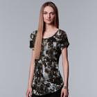 Women's Simply Vera Vera Wang Essential Print Scoopneck Tee, Size: Large, Dark Green