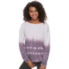 Junior's So&reg; Drapey Front Shirttail Pullover, Teens, Size: Medium, Drk Purple