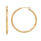 Everlasting Gold 14k Gold Textured Tube Hoop Earrings, Women's