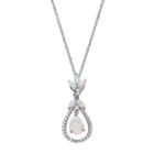 Sterling Silver Lab-created Opal & Lab-created White Sapphire Floating Teardrop Pendant, Women's, Size: 18