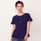 Women's Lc Lauren Conrad Embellished Crewneck Sweater, Size: Medium, Dark Blue