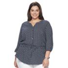 Plus Size Croft & Barrow&reg; Drawstring-waist Top, Women's, Size: 2xl, Blue
