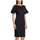 Women's Chaps Lace Ruffle-sleeve Sheath Dress, Size: 10, Black