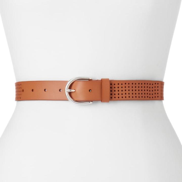 Women's Lee Perforated Leather Belt, Size: Medium, Lt Brown