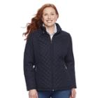 Plus Size Weathercast Quilted Midweight Moto Jacket, Women's, Size: 3xl, Dark Blue