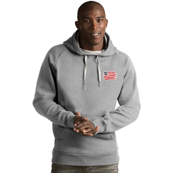 Men's Antigua New England Revolution Victory Pullover Hoodie, Size: Small, Light Grey