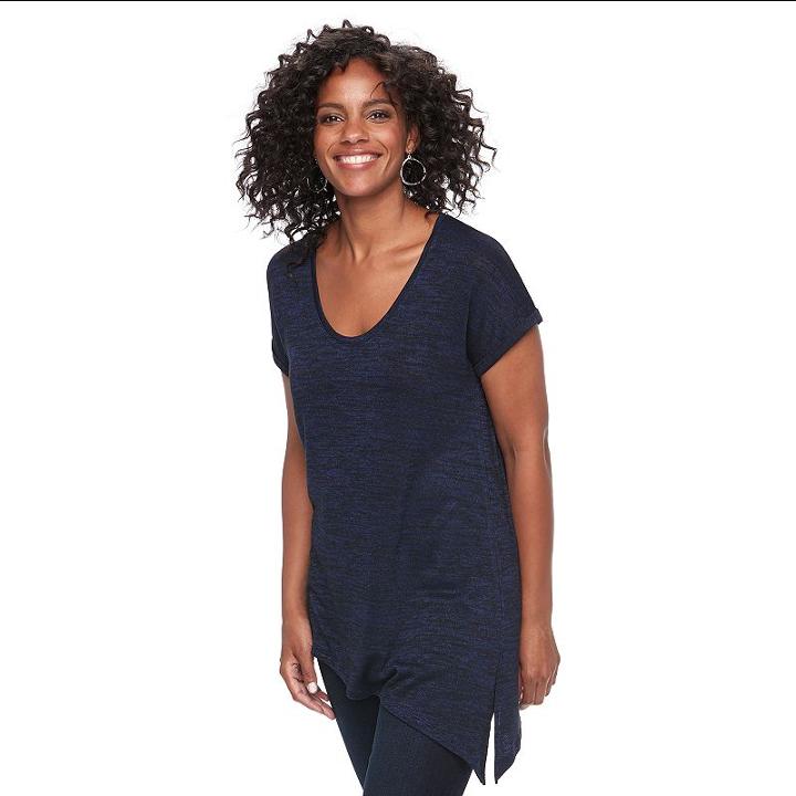 Women's Apt. 9&reg; Asymmetrical Tee, Size: Medium, Drk Purple