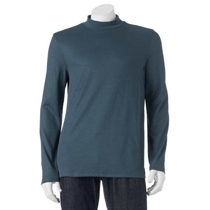 Men's Croft & Barrow&reg; Classic-fit Solid Mockneck Tee, Size: Large, Dark Blue