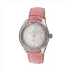 Peugeot Women's Crystal Leather Watch - 3006pk, Pink