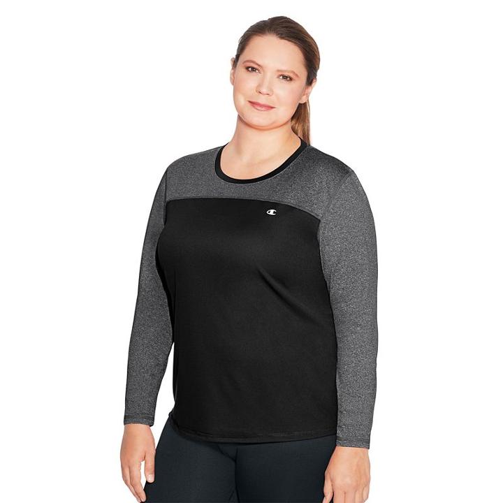 Plus Size Champion Vapor Heather Long Sleeve Tee, Women's, Size: 2xl, Med Grey