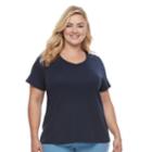 Plus Size Croft & Barrow&reg; Essential V-neck Tee, Women's, Size: 0x, Blue