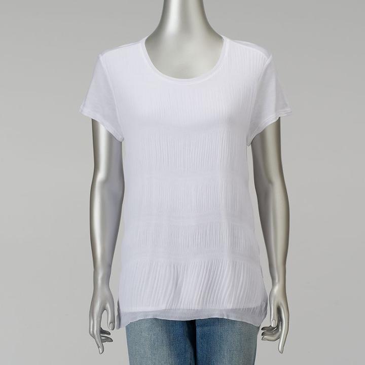 Women's Simply Vera Vera Wang Textured Mixed-media Top, Size: Large, White