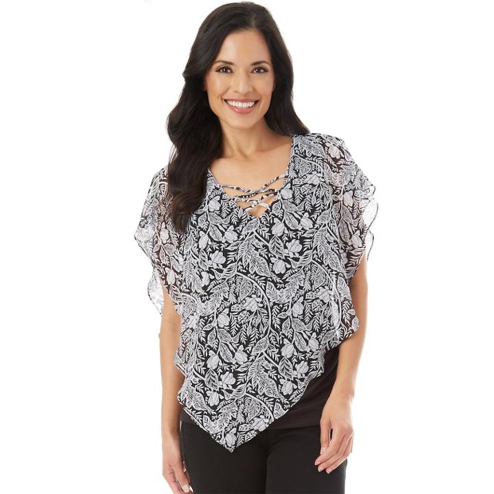 Women's Apt. 9&reg; Printed Popover Top, Size: Small, Black White Floral