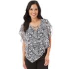 Women's Apt. 9&reg; Printed Popover Top, Size: Small, Black White Floral