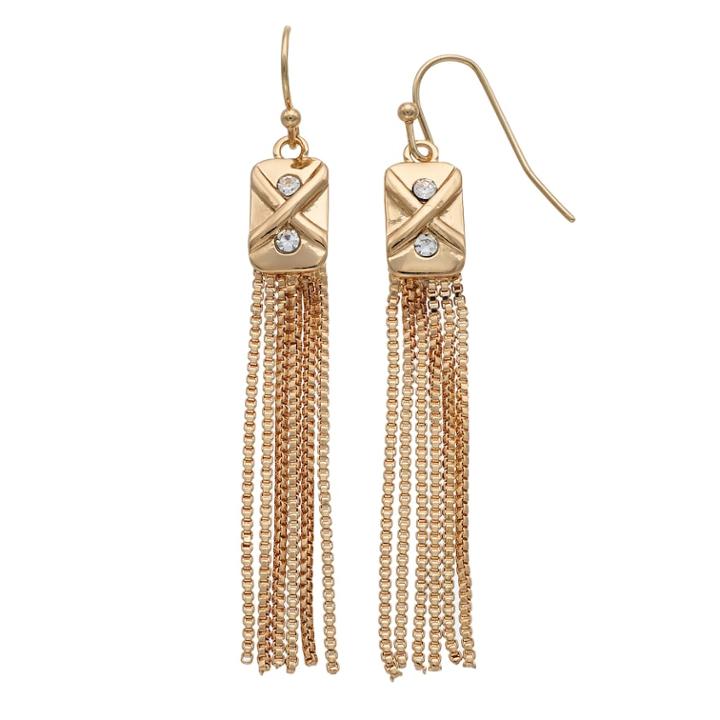 Jennifer Lopez Tasseled Nickel Free Drop Earrings, Women's, Gold