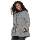 Madden Nyc Juniors' Plus Size Fleece Zip Front Hooded Jacket, Teens, Size: 1xl, Light Grey