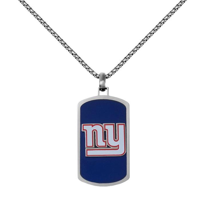 Men's Stainless Steel New York Giants Dog Tag Necklace, Silver