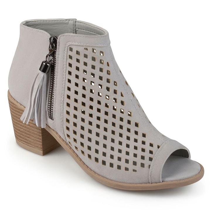 Journee Collection Pixie Women's Peep Toe Ankle Boots, Girl's, Size: 10, Grey