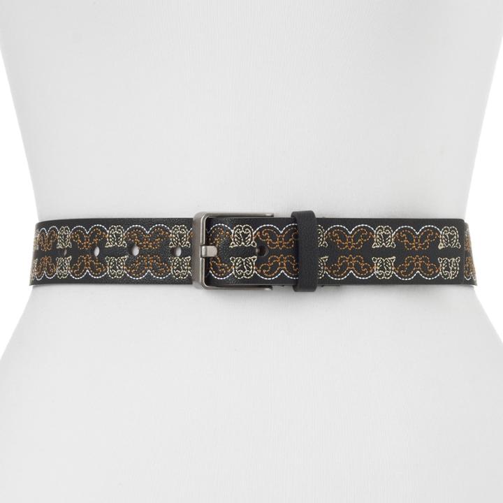 Women's Apt. 9&reg; Embroidered Scrollwork Belt, Size: Medium, Black