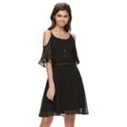 Disney Beauty And The Beast Cold Shoulder Lace Dress - Juniors, Girl's, Size: Medium, Black