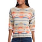 Women's Chaps Southwestern Print Boatneck Sweater, Size: Large, Lt Beige