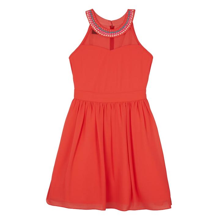 Girls 7-16 Iz Amy Byer Lace & Floral Popover Dress With Necklace, Size: 16, Lt Orange