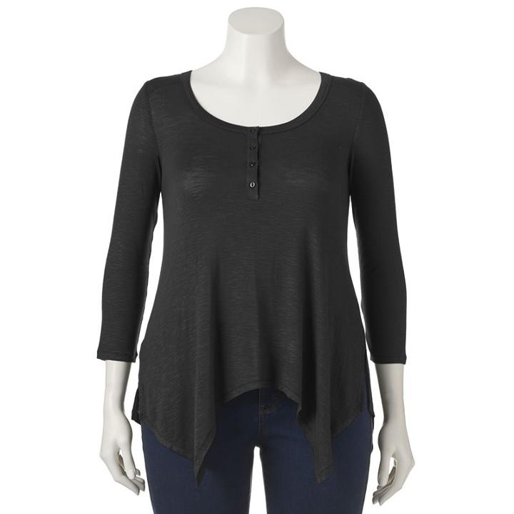 Women's Sonoma Goods For Life&trade; Handkerchief Henley Tee, Size: Large, Black