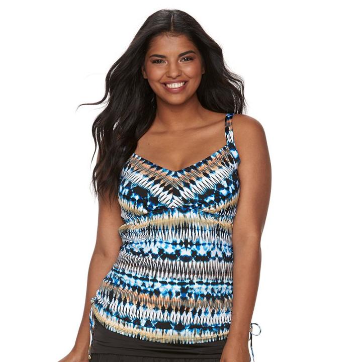 Plus Size Apt. 9&reg; Print Tankini Top, Women's, Size: 2xl, Wavelength