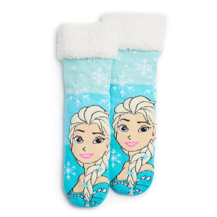 Disney's Frozen Elsa Girls 4-16 Cozy Slipper Socks, Size: 9-11, Turquoise/blue (turq/aqua)