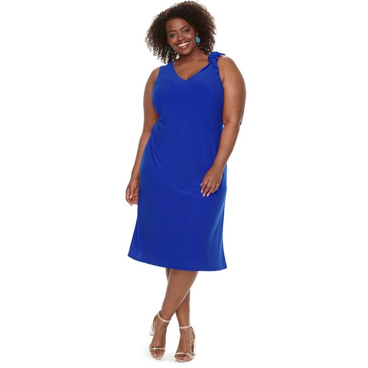 Plus Size Suite 7 Fit & Flare Dress, Women's, Size: 18 W, Blue