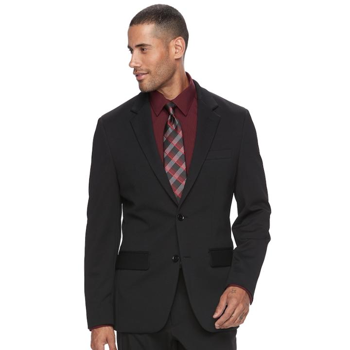 Men's Apt. 9&reg; Slim-fit Herringbone Stretch Sport Coat, Size: 50 - Regular, Black