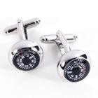 Rhodium-plated Compass Cuff Links, Men's, Multicolor