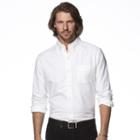Men's Chaps Classic-fit Stretch Oxford Tattersall Button-down Shirt, Size: Large, White