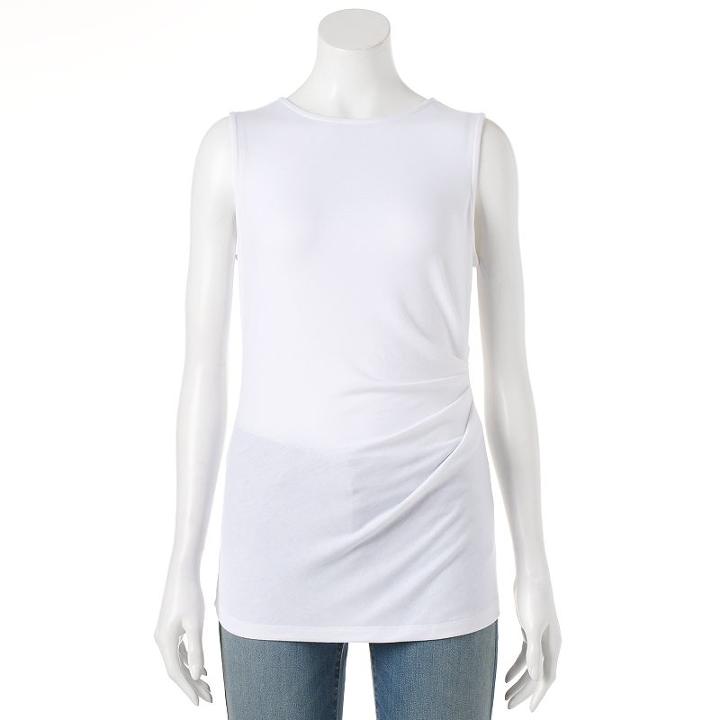 Women's Apt. 9&reg; Ruched Sleeveless Top, Size: Large, White