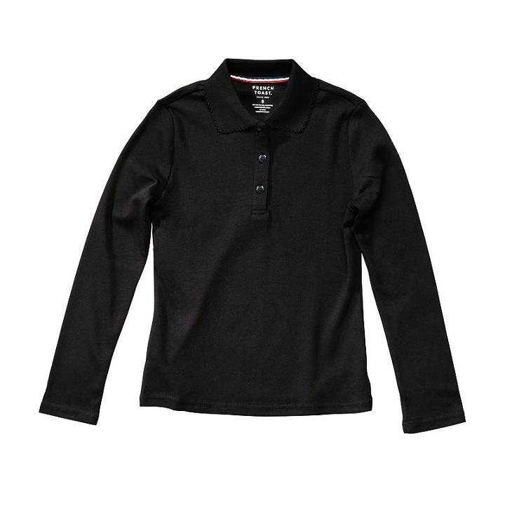 Girls 7-20 & Plus Size French Toast School Uniform Long-sleeved Polo Shirt, Girl's, Size: 12 Plus, Black