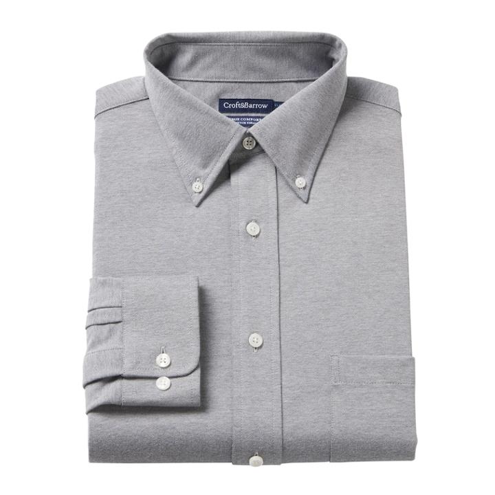 Men's Croft & Barrow&reg; True Comfort Regular-fit Stretch-collar Knit Dress Shirt, Size: 17-34/35, Black