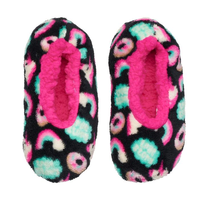Girls 4-16 Rainbow Unicorn Fuzzy Babba Slippers, Size: M-l, Black