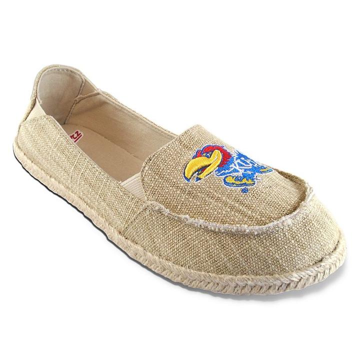 Women's Campus Cruzerz Kansas Jayhawks Sparkle Cabo Slip-on Shoes, Size: 10, Beig/green (beig/khaki)
