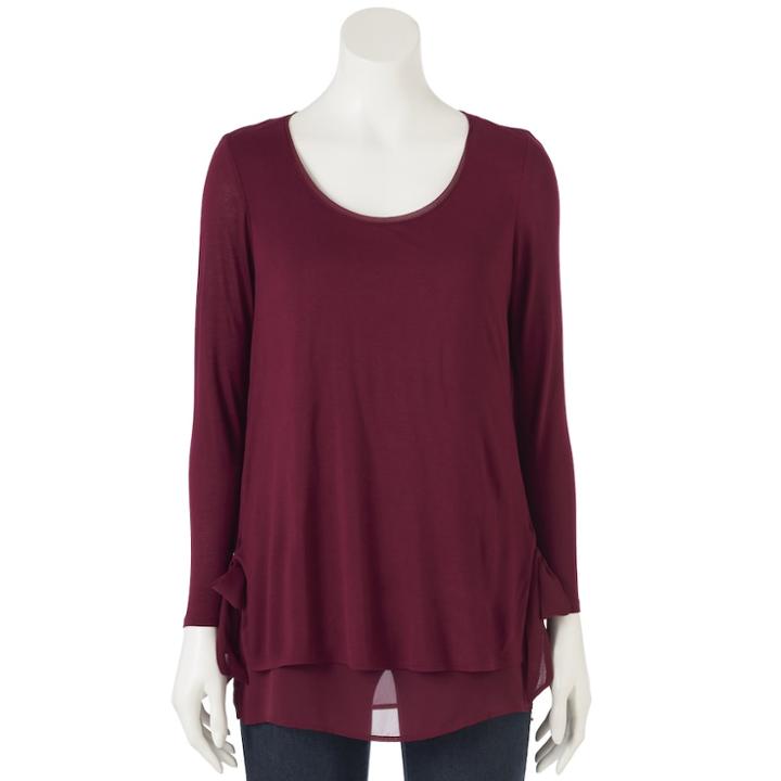 Women's Lc Lauren Conrad Mock-layer Tunic, Size: Xs, Red