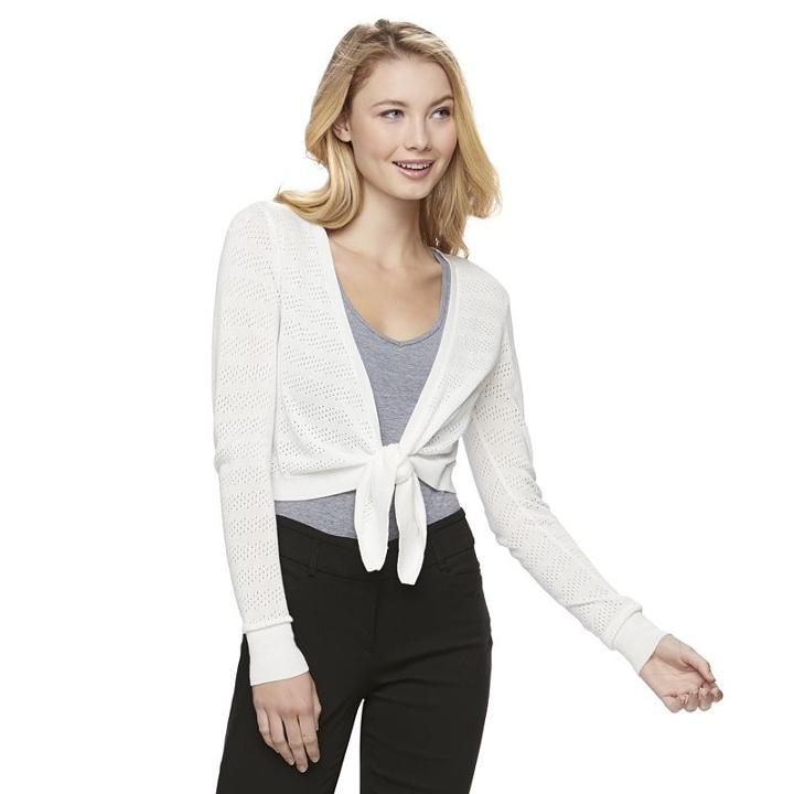 Juniors' Candie's&reg; Tie Front Cardigan, Girl's, Size: Xs, Natural